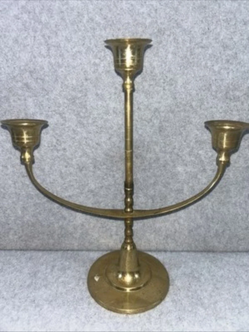 Vtg Brass 3 Taper Candle Holder Candelabra 9.5